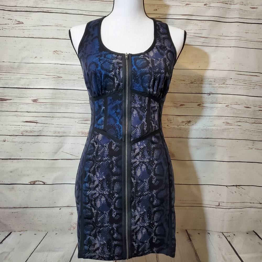 Material Girl Full Zip Snakeskin Print Dress M